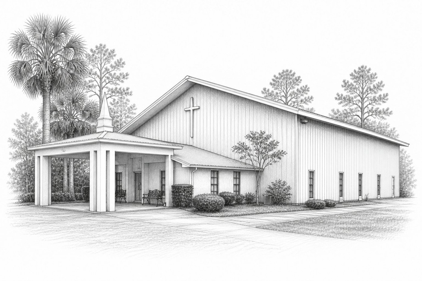 Central Baptist Church building illustration